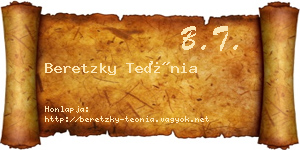 Beretzky Teónia névjegykártya